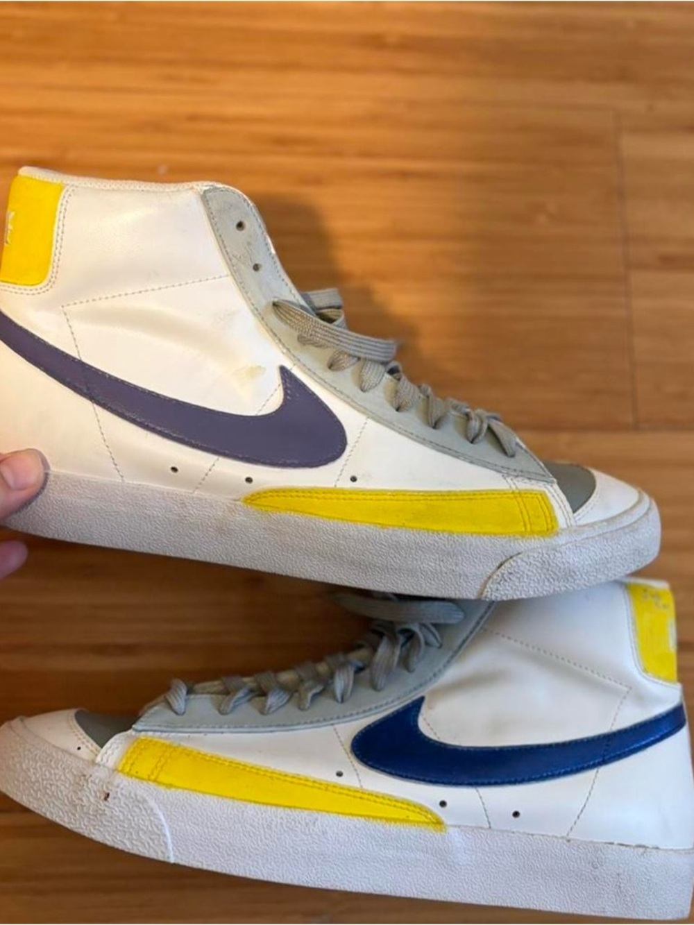 Nike High-Top Sneakers White with Yellow & Blue Accents